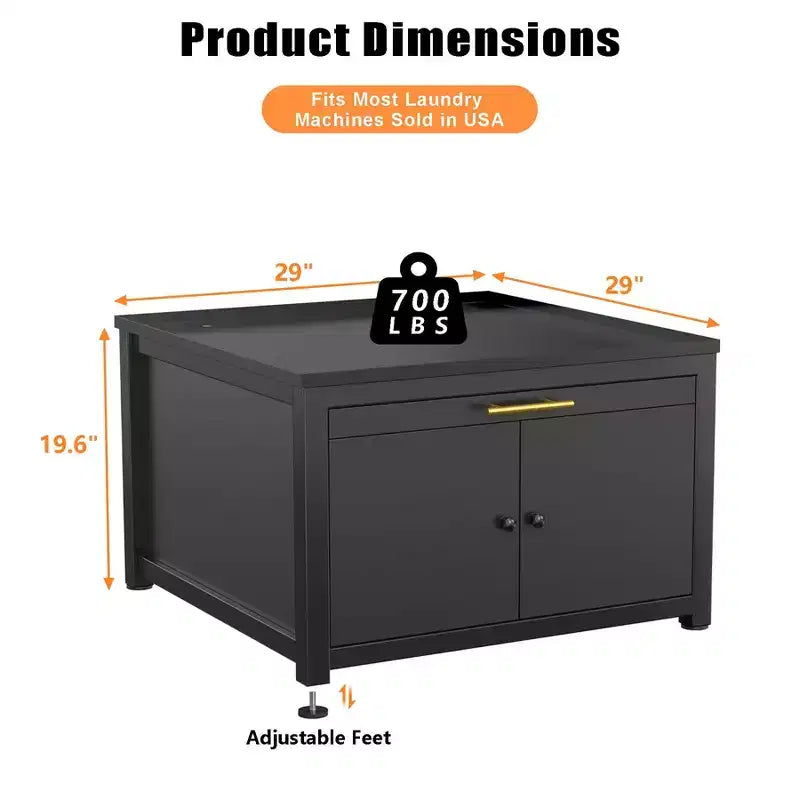 Piedestal de laveuse et sécheuse en métal robuste noir/blanc – Unité simple, anti-vibration