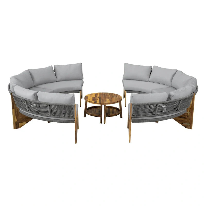 Ensemble de jardin 6 places avec coussins et 1 table basse