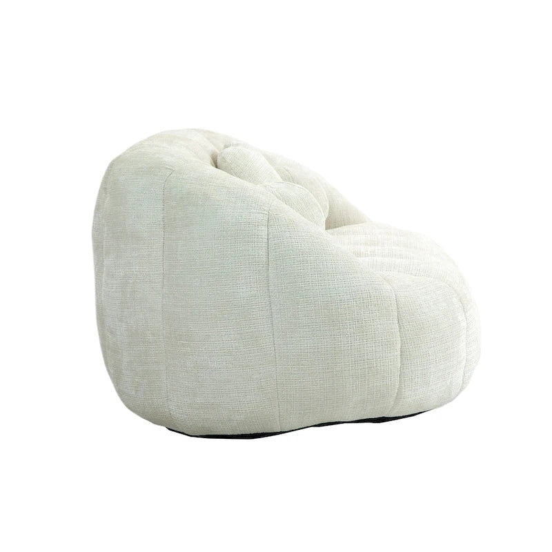 Fauteuil de salon en chenille blanc 63,78 cm avec rembourrage en mousse haute densité