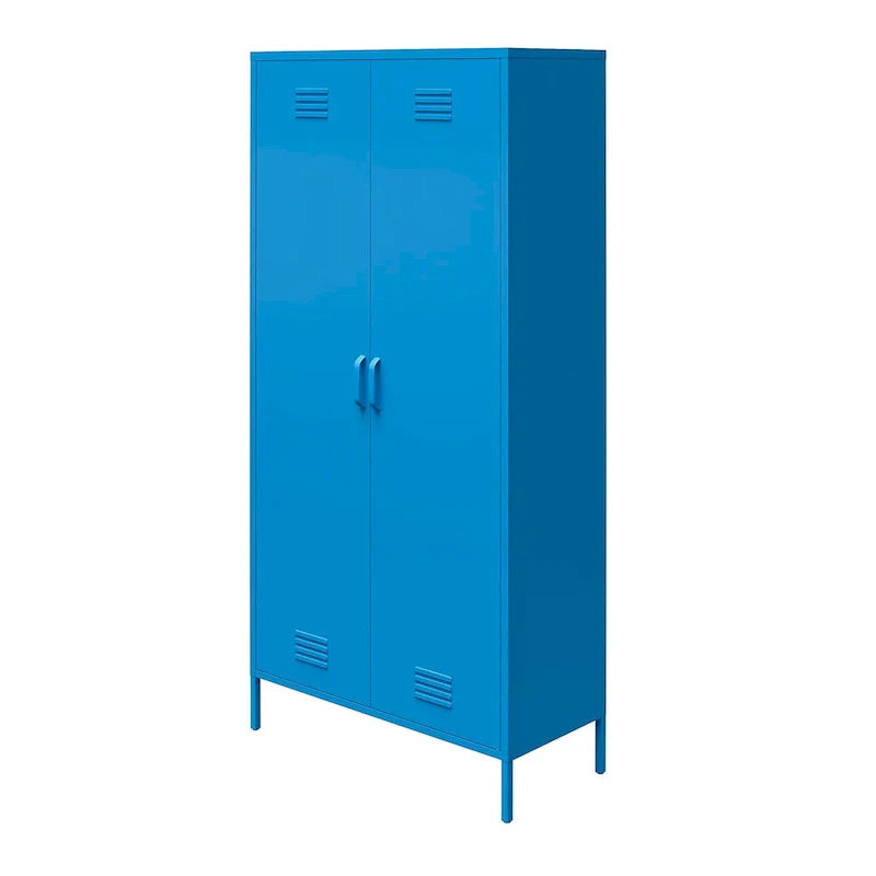 Armoire de rangement haute en métal à 2 portes, orange/rose, 1 personne