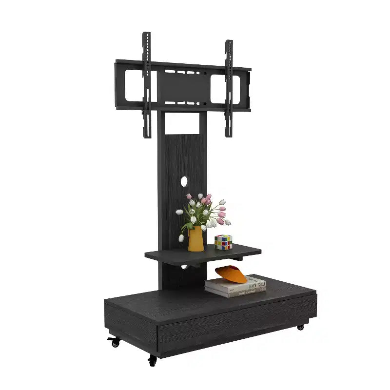 Meuble TV pour téléviseurs de 32 à 75 pouces, Chariot TV mobile à hauteur réglable avec tiroir et roulettes pour salon, chambre, bureaux -ModernLuxe