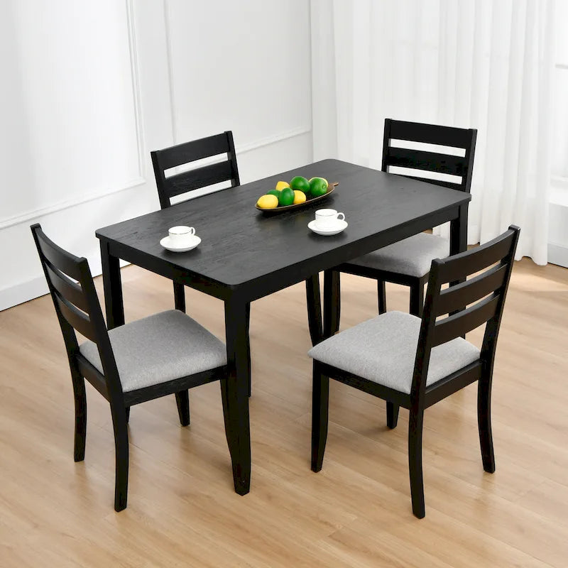Lot de 4 chaises de salle à manger en bois à dossier à lattes
