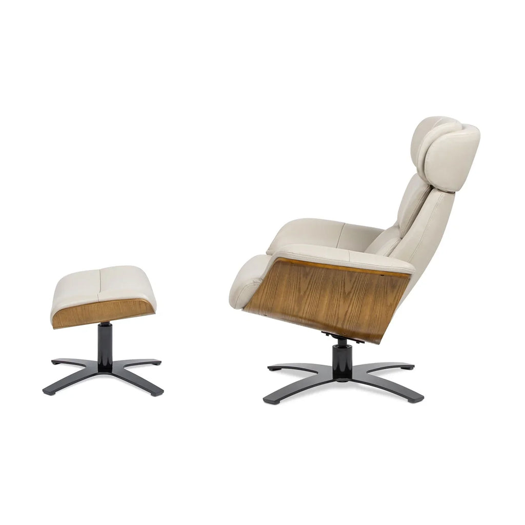 Jovan 31.5 Fauteuil inclinable en cuir véritable avec ottoman
