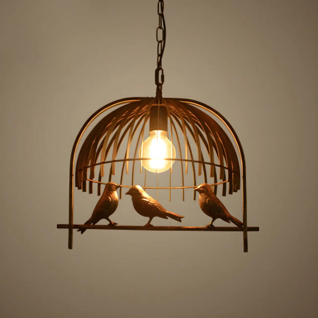 Suspension îlot de cuisine industrielle en métal en forme de cage à oiseaux