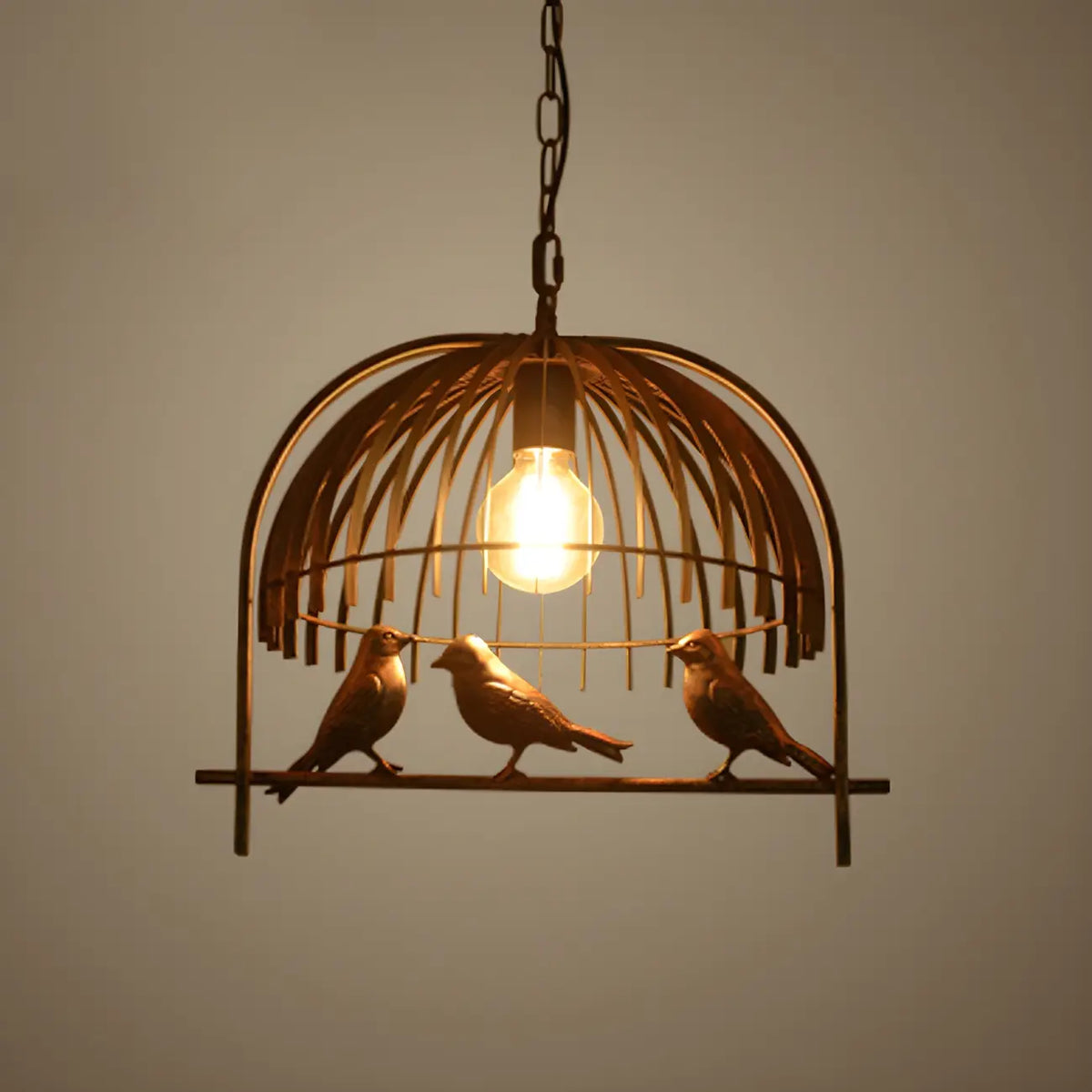 Suspension îlot de cuisine industrielle en métal en forme de cage à oiseaux