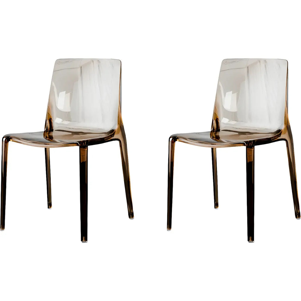 Chaise de salle à manger sans accoudoirs à dossier bas en acrylique ambre