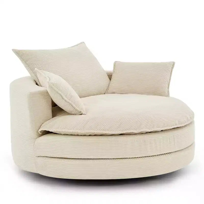 Fauteuil d'appoint pivotant à 360°, Fauteuil pivotant rond en forme de baril avec coussin pour salon