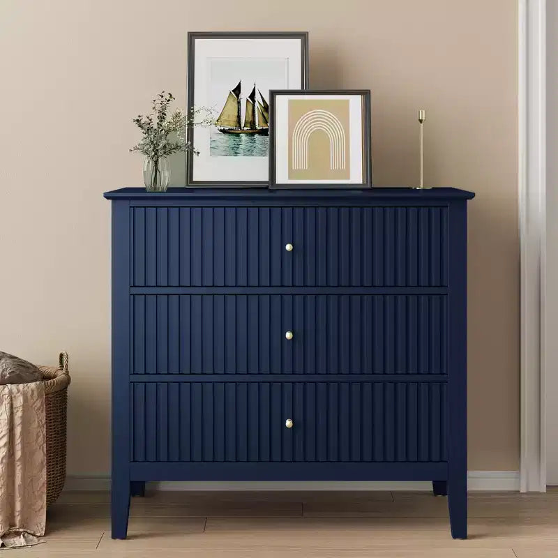 Heynemo Commode 3 Tiroirs, Table de Chevet en Bois Peint de 76 cm de Haut avec Rangement, Grande Commode Moderne avec Coulisses à Roulement à Billes
