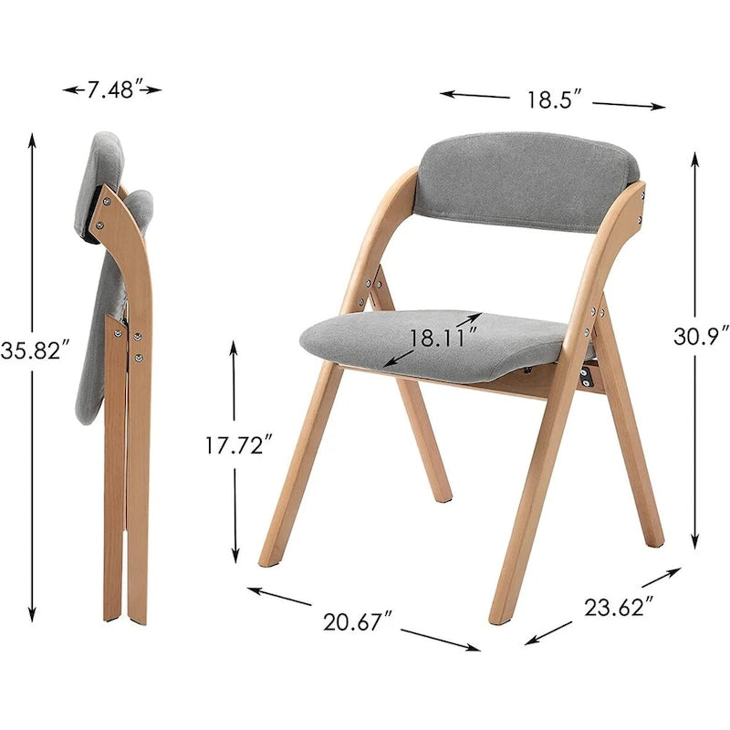 Chaises de salle à manger pliantes empilables en bois avec sièges rembourrés (lot de 4)