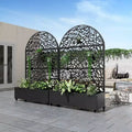 MAYEERTY 72x47 Jardinière arquée en fer noir avec treillis, ensemble de 3 pièces pour décoration de jardin, terrasse et balcon