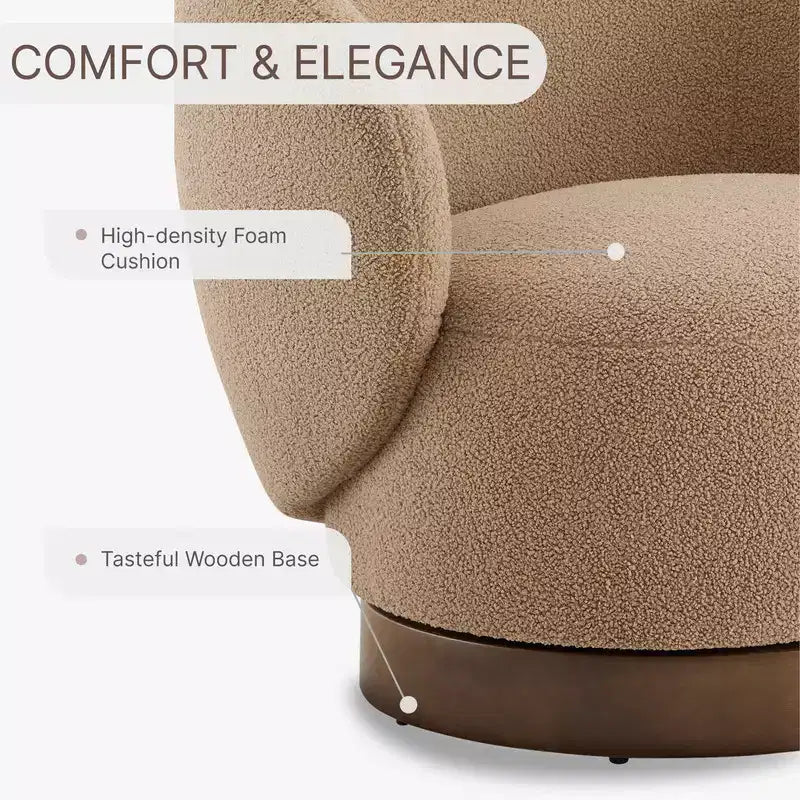 Fauteuil d'appoint pivotant Spruce&Spring en tissu avec base en bois