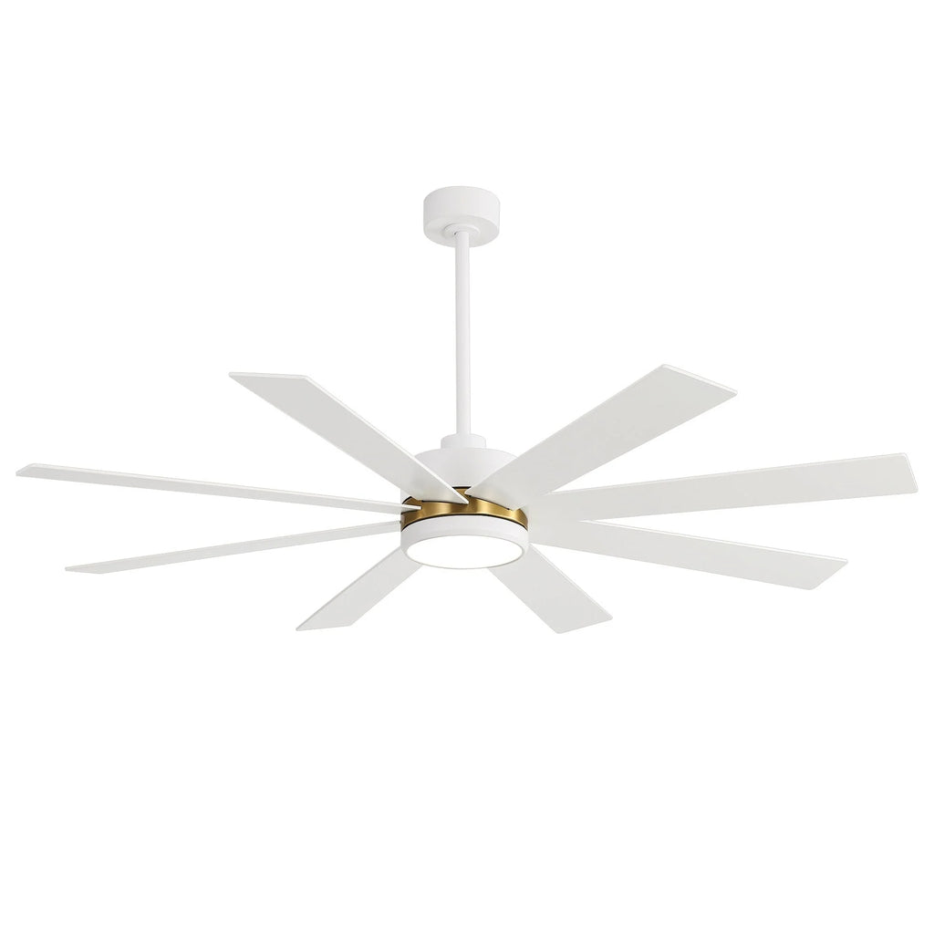 Ventilateur de plafond de 65 pouces à 8 pales noires avec lumière LED et télécommande