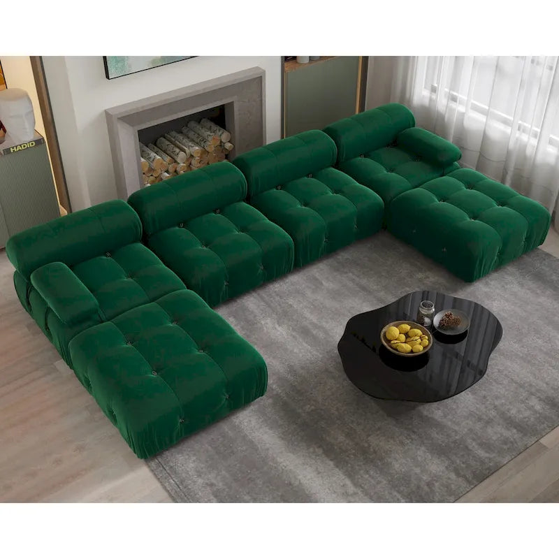 138 Canapé sectionnel modulable convertible, canapés et sofas minimalistes en velours en forme de U