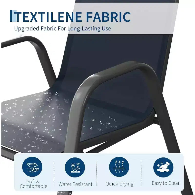 Chaises de patio, Lot de 4/6 chaises de salle à manger empilables d'extérieur en textilène léger résistant aux intempéries avec accoudoirs pour jardin, terrasse de piscine