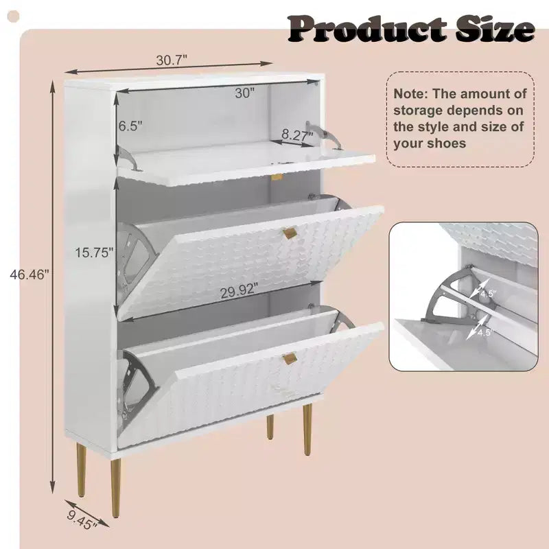 CLIHOME Meuble à chaussures d'entrée 24 paires, avec tiroirs basculants, étagère de rangement