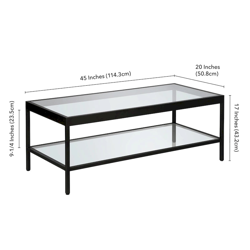 Table basse Alexis en métal et verre