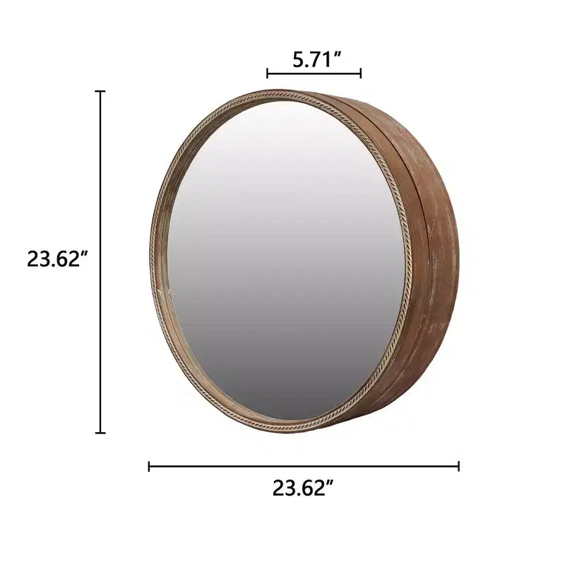 GDFStudio Norvyn Miroir mural rond 23,6 po avec armoire de rangement coulissante