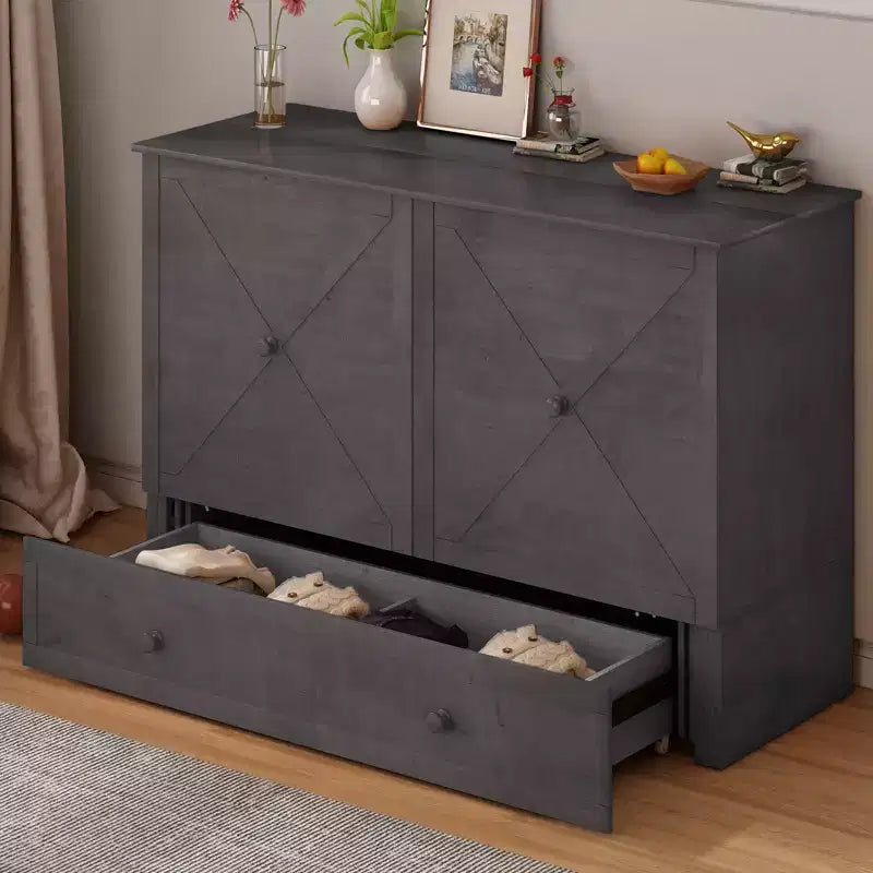 Lit escamotable Mjkone Murphy Queen, lit coffre Cube avec station de charge et espace de rangement