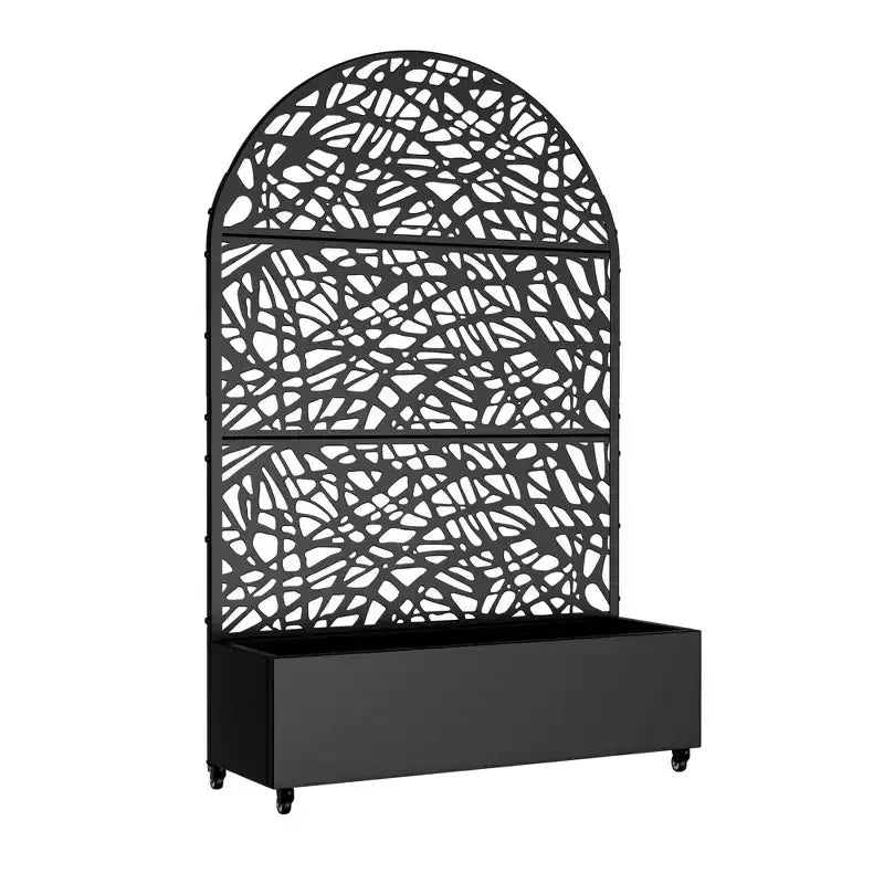 MAYEERTY 72x47 Jardinière arquée en fer noir avec treillis, ensemble de 3 pièces pour décoration de jardin, terrasse et balcon