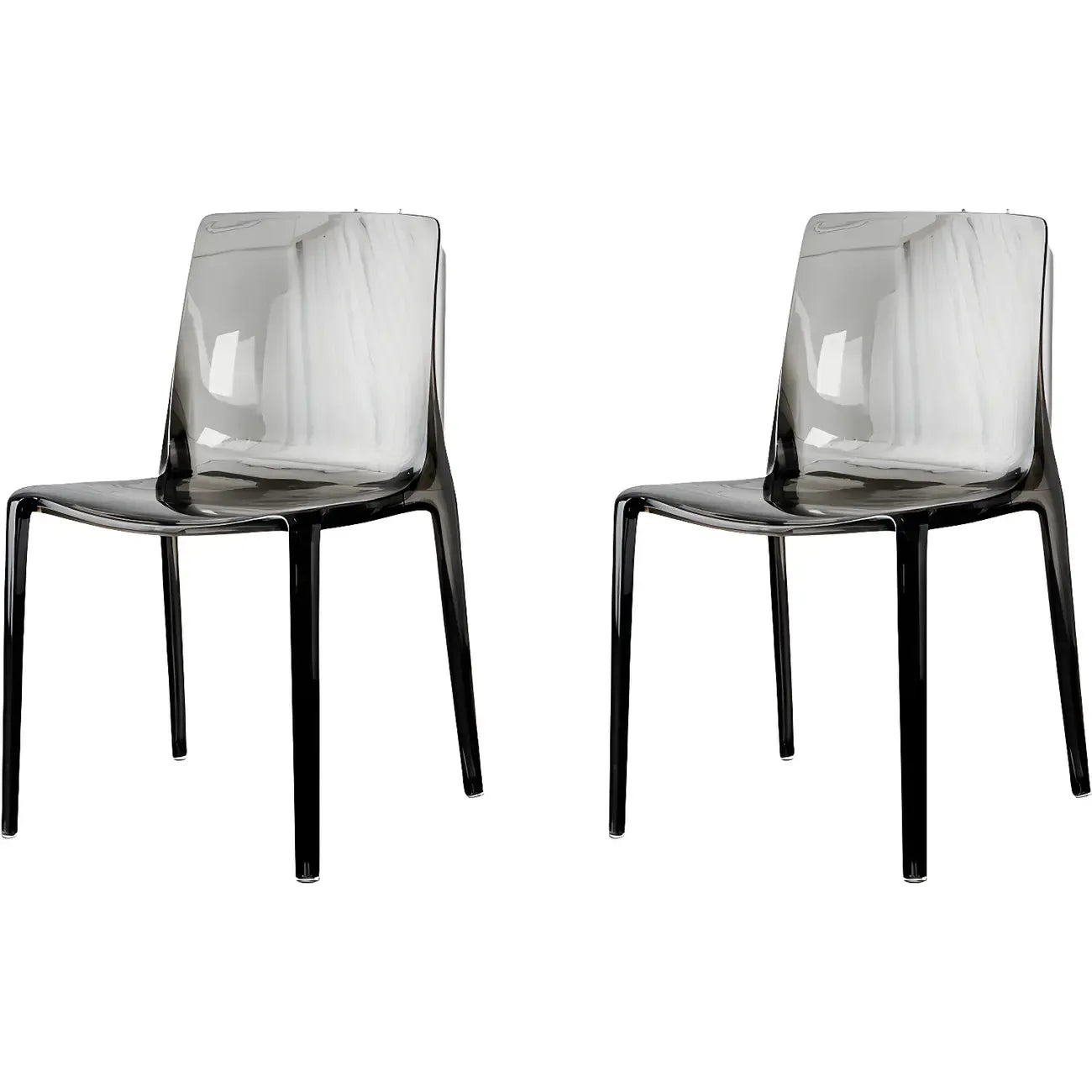 Chaise de salle à manger sans accoudoirs à dossier bas en acrylique ambre