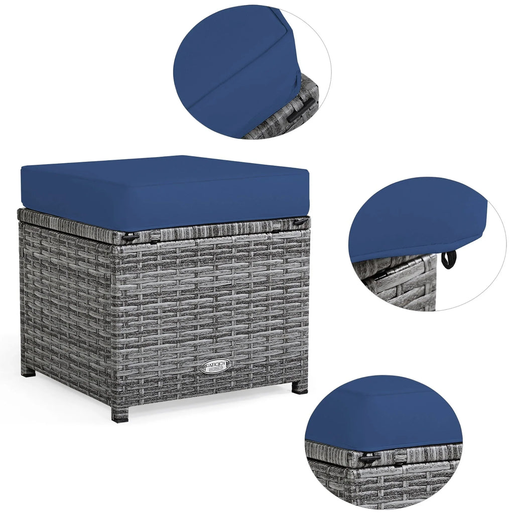 Ensemble de salle à manger Costway 7 pièces en rotin pour terrasse, canapé sectionnel et pouf - Voir détails