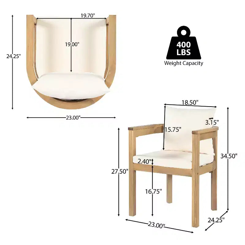 Ensemble de salle à manger d'extérieur rustique Christopher Knight Home Irene 9 pièces en bois d'acacia avec chaises à dossier incurvé et coussins