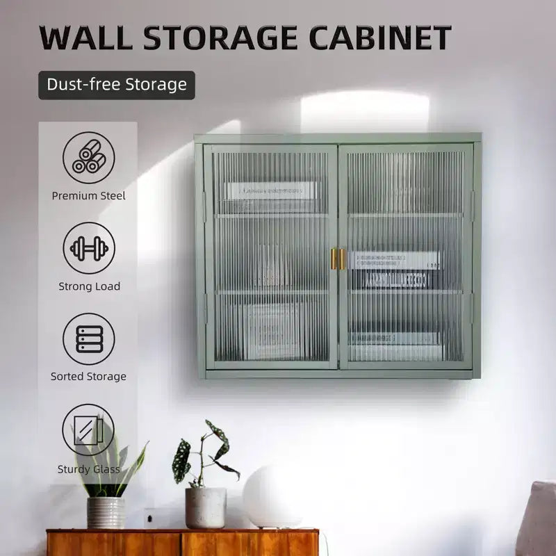 Armoires murales doubles en verre avec suffisamment d'espace de rangement, étagères amovibles, armoire murale, coffre de rangement à outils pratique