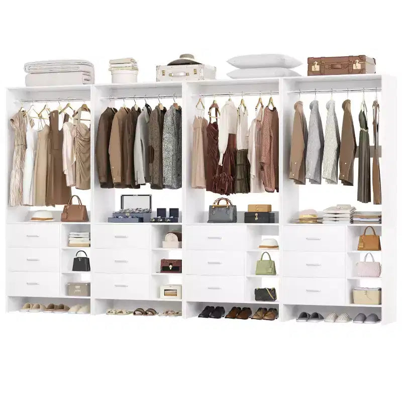 Besiost Lot de 4 organisateurs de placard avec tiroirs en bois et tringles de suspension