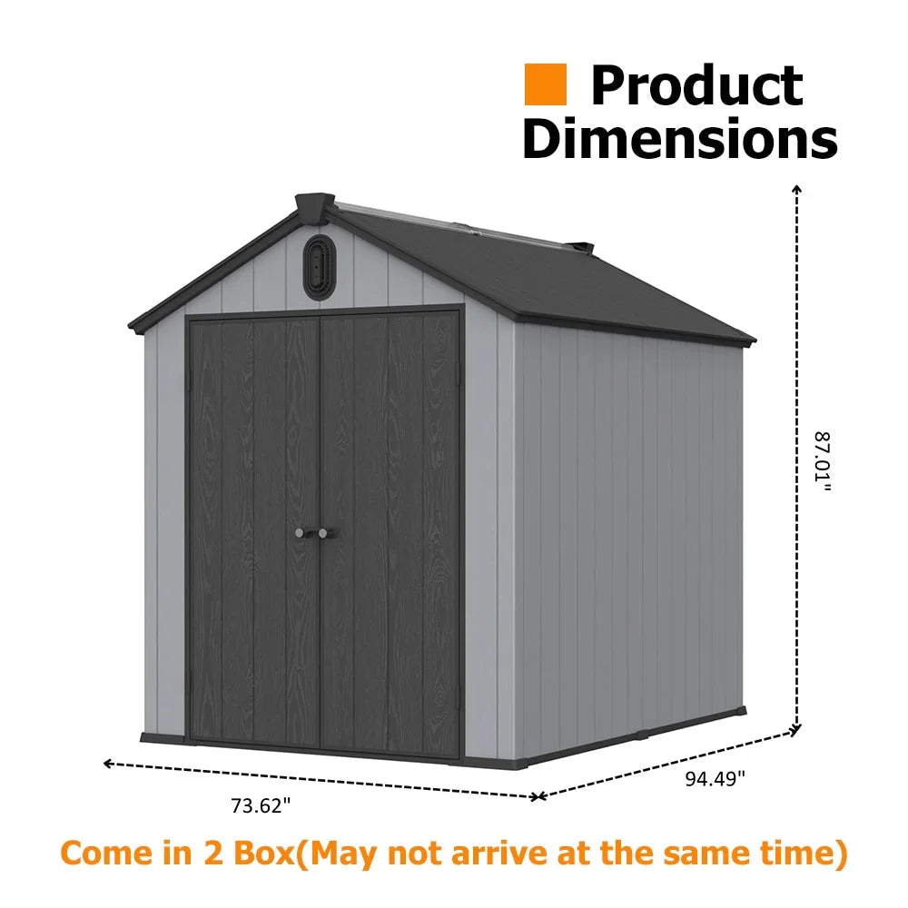 Abri de jardin en résine toutes saisons avec plancher, 1,8 m x 1,2 m/1,8 m x 2,4 m/2,4 m x 1,8 m/2,4 m x 3 m, Spire Tool Shed