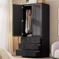 COZONY Armoire penderie avec 3 tiroirs et 2 portes, Placard de rangement moderne en bois pour chambre à coucher, Armoire sur pied blanche robuste