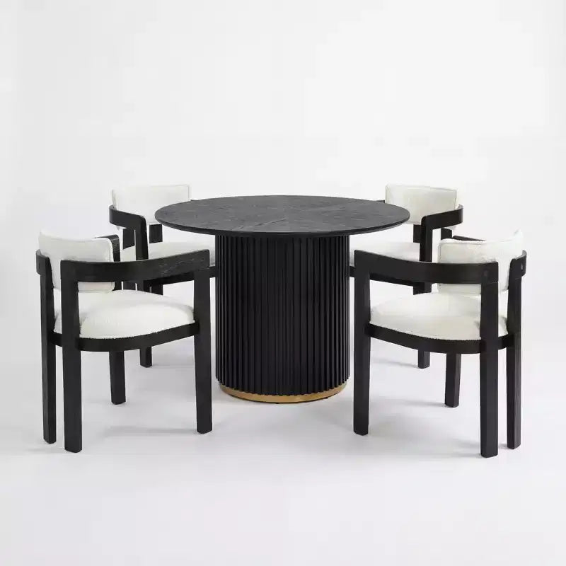 Ensemble de salle à manger rond moderne 5 pièces Christopher Knight Home Shankar avec chaises rembourrées en bois d'hévéa
