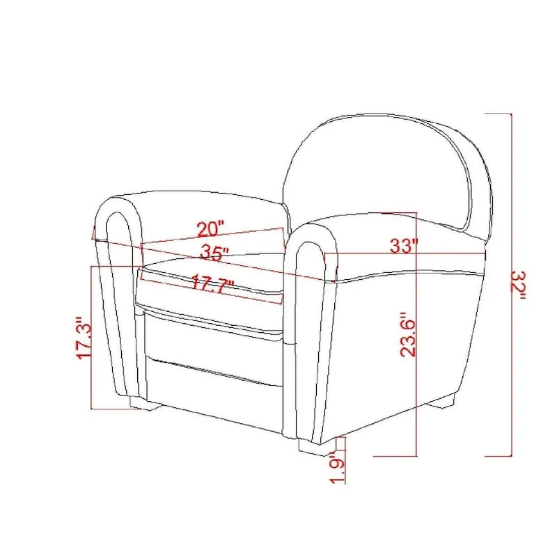 Fauteuil Club Paris en Cuir Véritable Pasargad Home, Marron