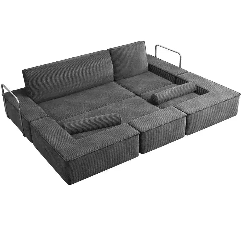 Canapé sectionnel convertible Cloud, canapé sectionnel confortable en velours côtelé, canapé confortable avec assise profonde et coussins hauts, facile à assembler