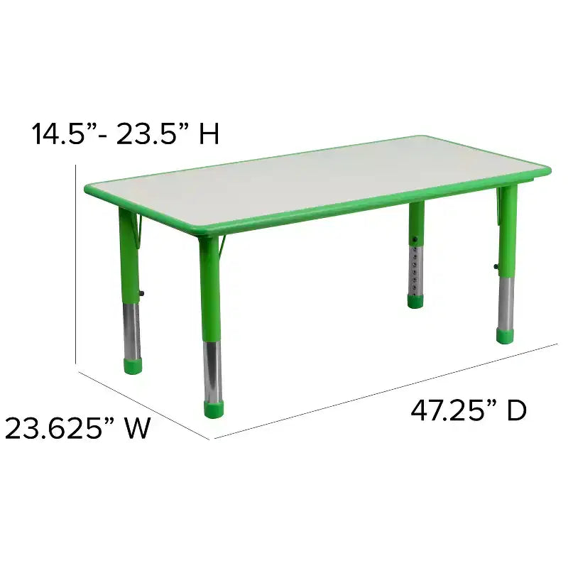 Emma et Oliver, ensemble table d'activités rectangulaire en plastique réglable en hauteur (60 cm x 120 cm) avec 6 chaises