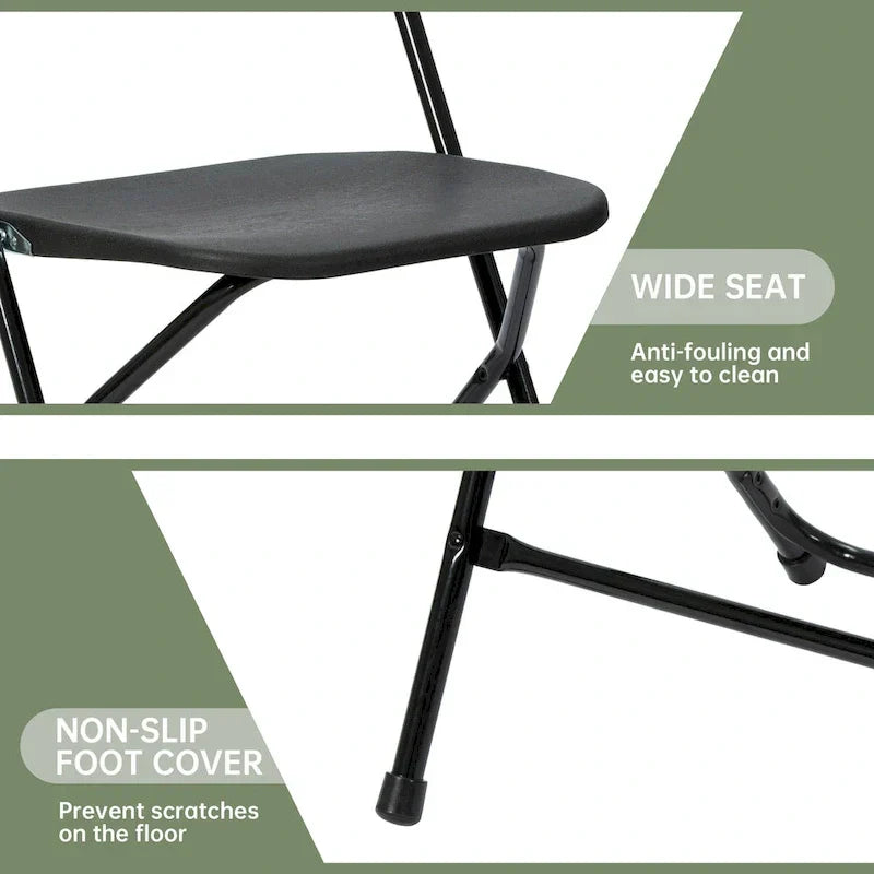 Chaise pliante en plastique, lot de 10, capacité de 158 kg pour événements, bureau, mariage, fête, pique-nique, cuisine, salle à manger