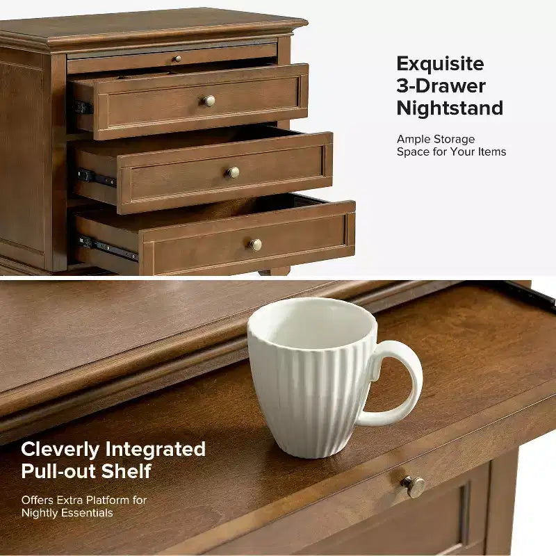 Table d'appoint Giorgio à 3 tiroirs avec prises intégrées, lot de 2 | HULALA HOME