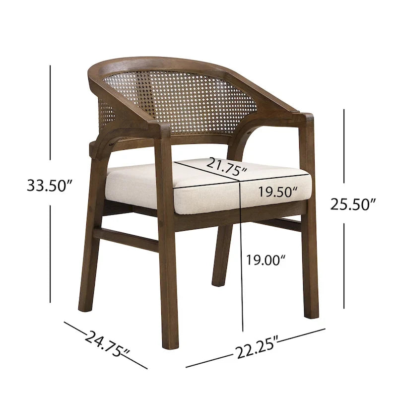 Christopher Knight Home - Chaise de salle à manger capitonnée en cannage (Lot de 2)