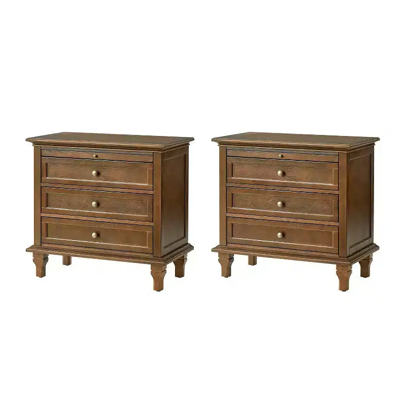 Table d'appoint Giorgio à 3 tiroirs avec prises intégrées, lot de 2 | HULALA HOME