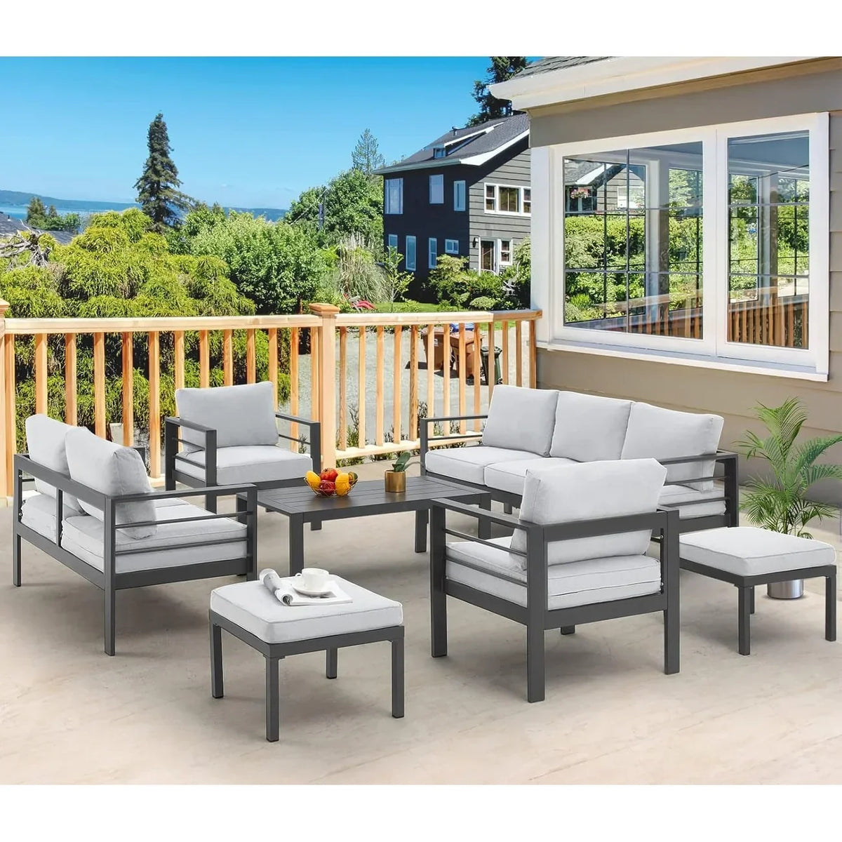 AECOJOY Ensemble de 7 Meubles de Jardin en Aluminium pour Extérieur