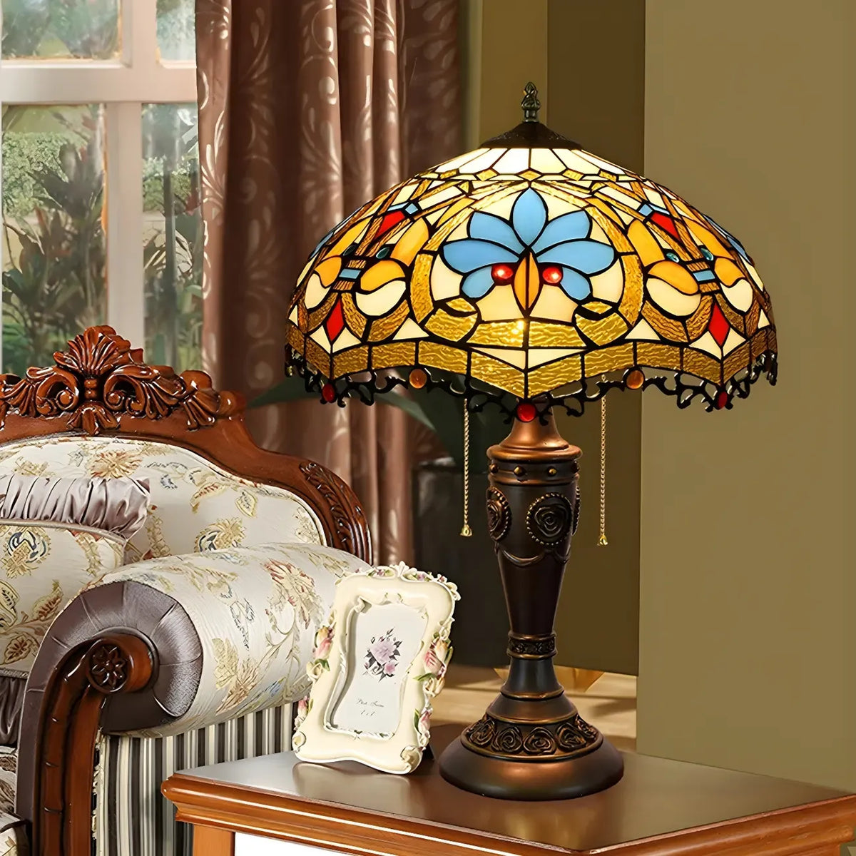 HomeyFad Lampe de table à 2 lumières dôme en verre inoxydable vintage
