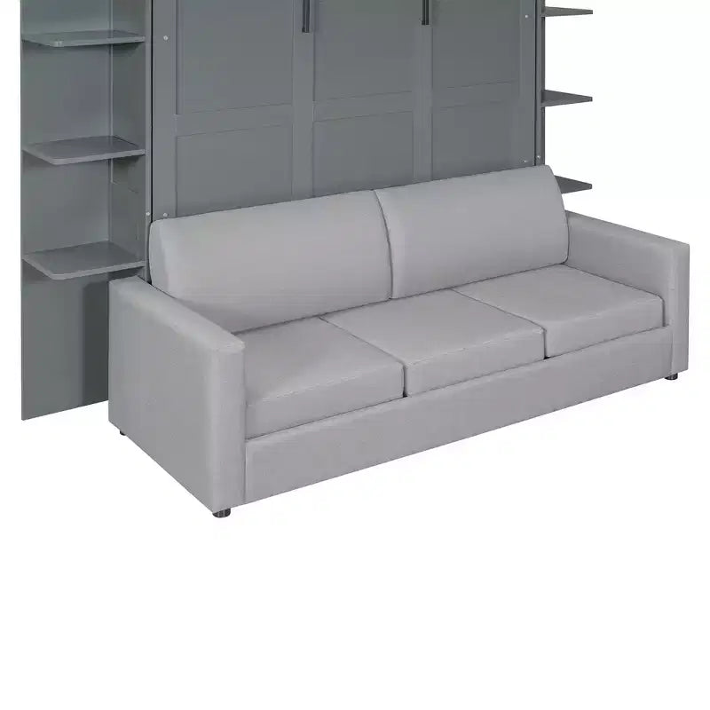 Lit escamotable mural Whisen Modern Design Queen size en bois avec canapé et étagères