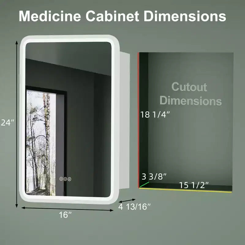 Armoire à pharmacie LED noire / blanche / dorée, porte simple, charnière à gauche ou à droite, encastrée ou murale