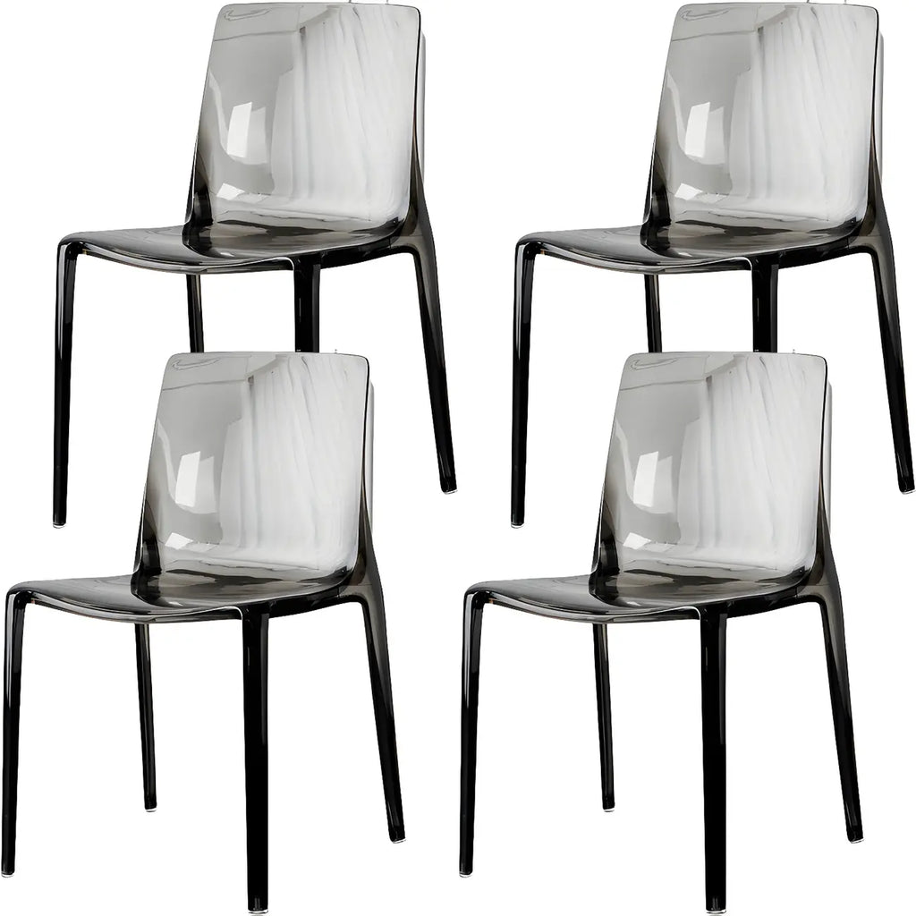 Chaise de salle à manger sans accoudoirs à dossier bas en acrylique ambre