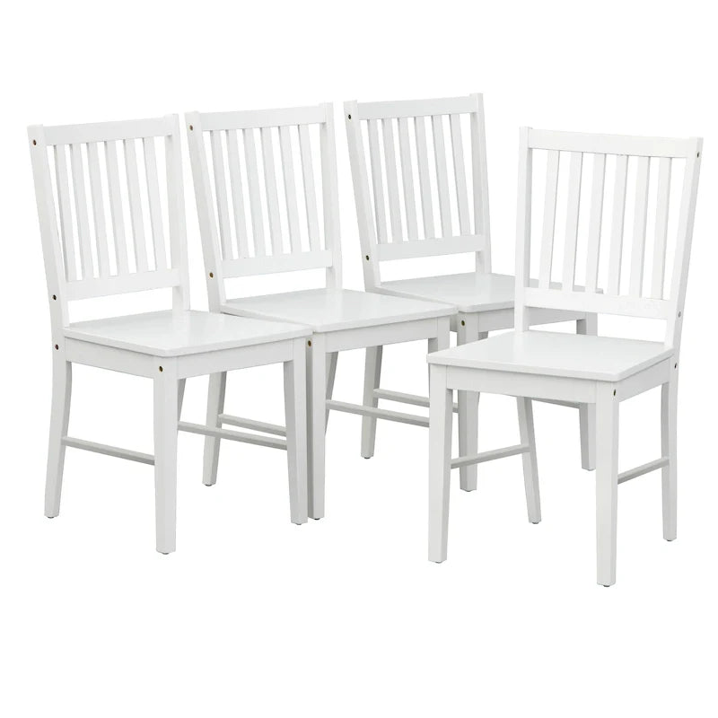 Lot de 4 chaises de salle à manger à barreaux en bois massif, cadre robuste, design classique, montage facile