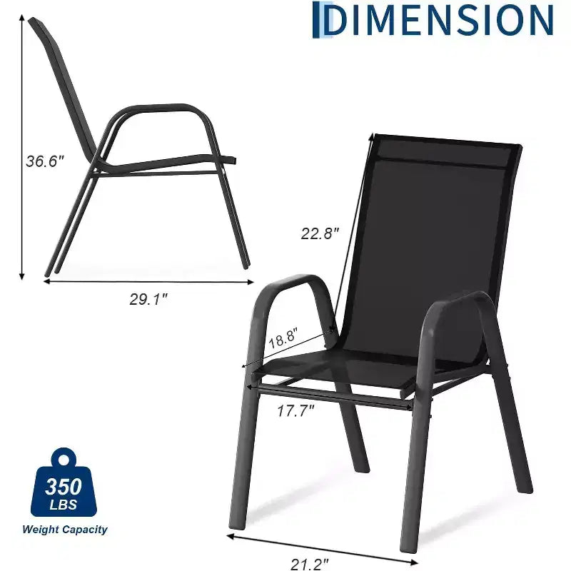 Chaises de patio, Lot de 4/6 chaises de salle à manger empilables d'extérieur en textilène léger résistant aux intempéries avec accoudoirs pour jardin, terrasse de piscine