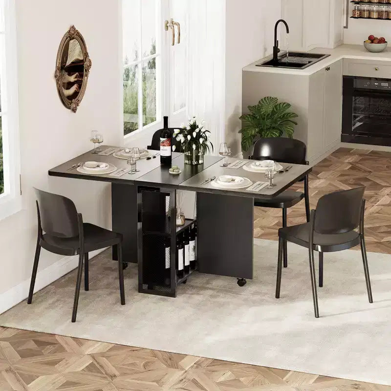 Table à manger pliante pour cuisine, table à manger peu encombrante, table de cuisine à rallonges avec 6 roulettes pour petits espaces