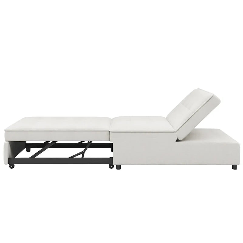 Canapé convertible 3 places 4-en-1 en lin 72,5" avec dossier réglable sur 5 niveaux et poche de rangement