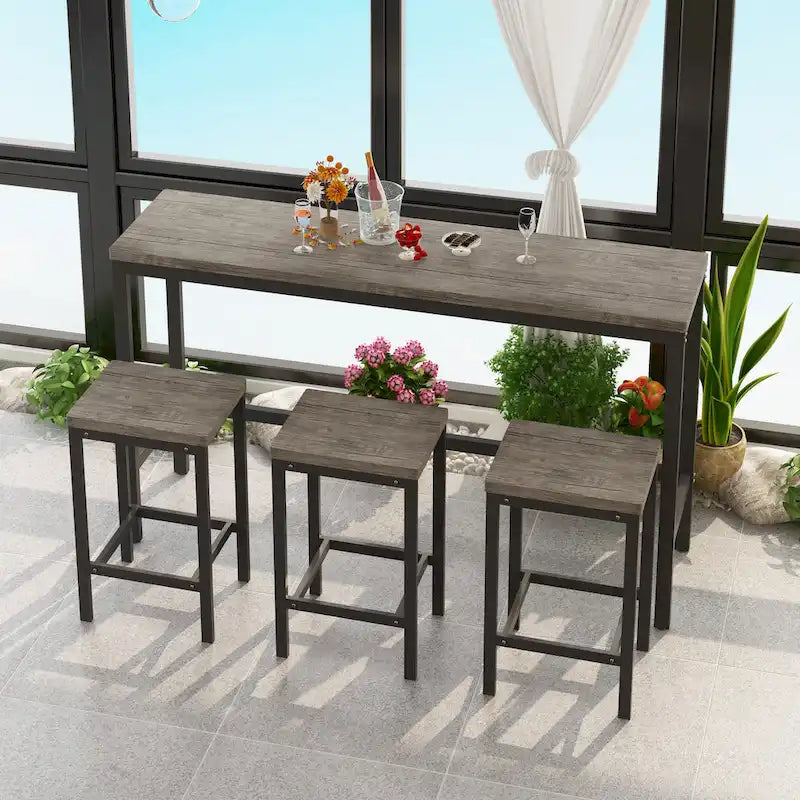 Ensemble table de bar et 3 tabourets