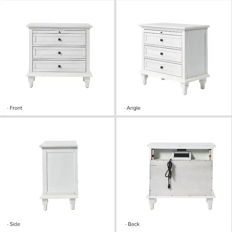 Table d'appoint Giorgio à 3 tiroirs avec prises intégrées, lot de 2 | HULALA HOME