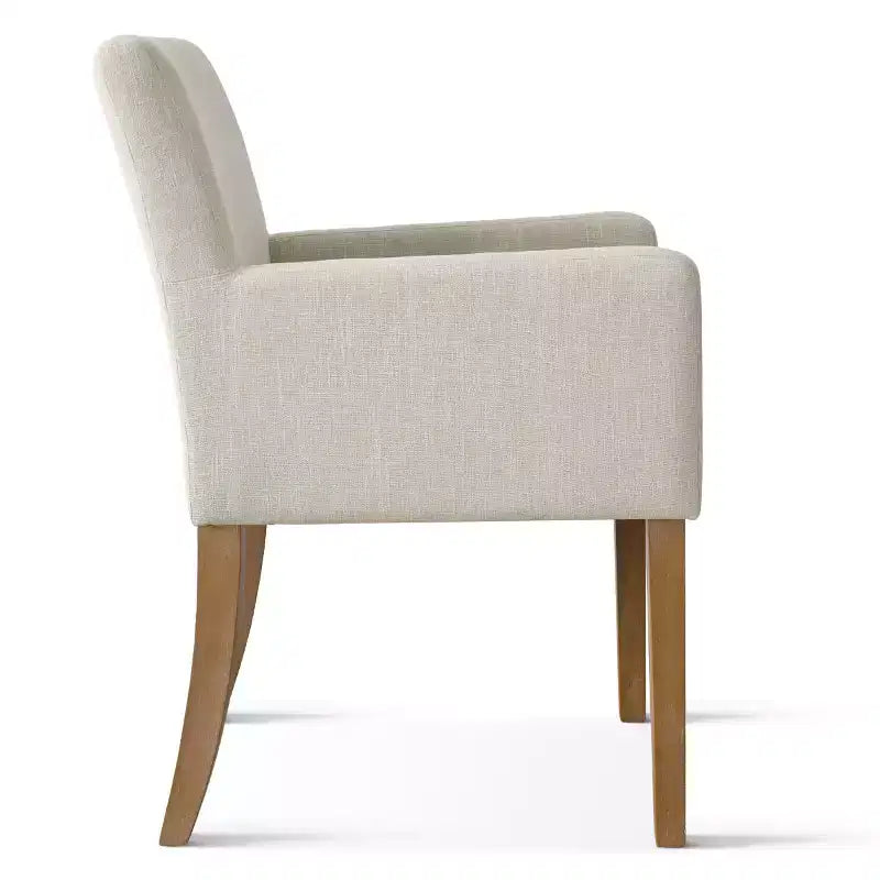 Lot de 6 chaises de salle à manger capitonnées avec accoudoirs, fauteuils modernes en lin avec pieds en bois, chaises d'appoint pour salle à manger, salon – Panipeachy
